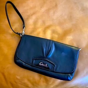 Coach black leather wristlet or small shoulder purse
